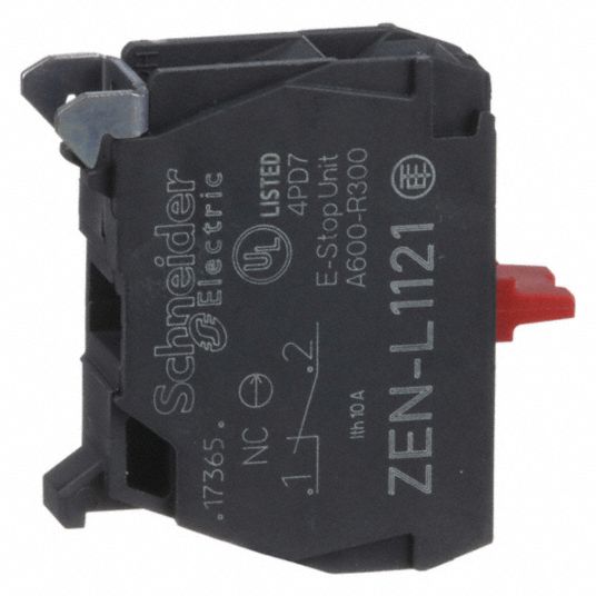 SCHNEIDER ELECTRIC Contact Block: 22 mm Size, Control Station, 1NC, 10A @  600V AC, Momentary