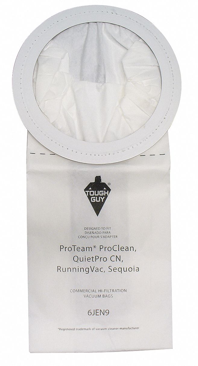 TOUGH GUY, Fits ProTeam Vacuum Brand, Dry, Vacuum Bag 6JEN96JEN9 Grainger