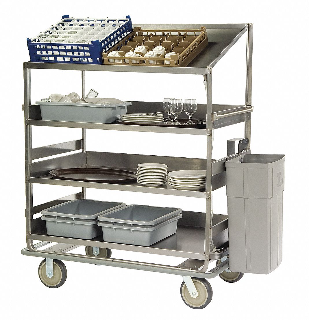 Dish Breakdown Cart: 1, 000 lb Max Load Capacity, 4 Shelves, 69 1/4 in Overall Ht