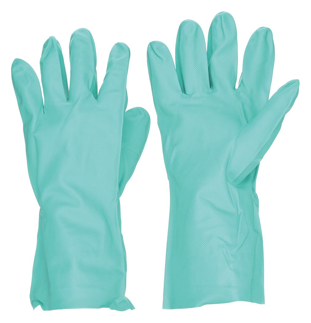 CHEMICAL RESISTANT GLOVES, 15 MIL, 13 IN LENGTH, DIAMOND, SIZE 7, GREEN