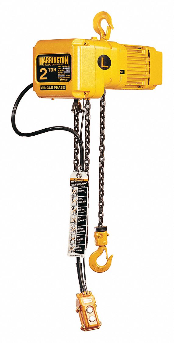Electric Chain Hoist: H4 - Heavy Duty, 115/230V AC, Hook Mounted - No Trolley, 1 Speeds