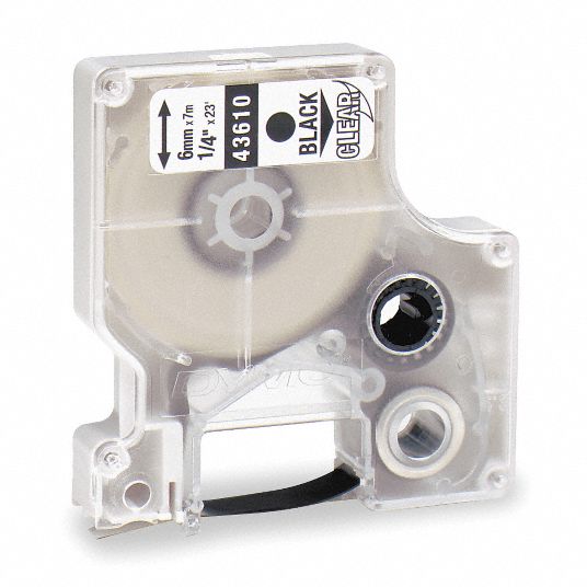 DYMO Continuous Label Roll Cartridge 1/4 in x 23 ft, Halogen Free Polyester, Black on Clear