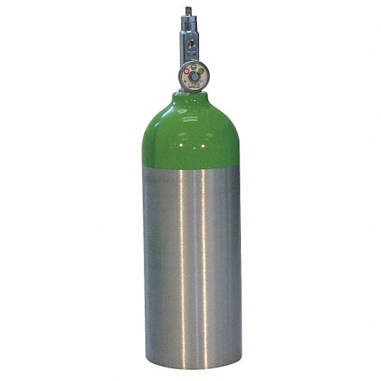 Emergency Oxygen Unit Replacement Cylinder: 566 L Capacity, Aluminum, 4 in Lg, 5 in Wd