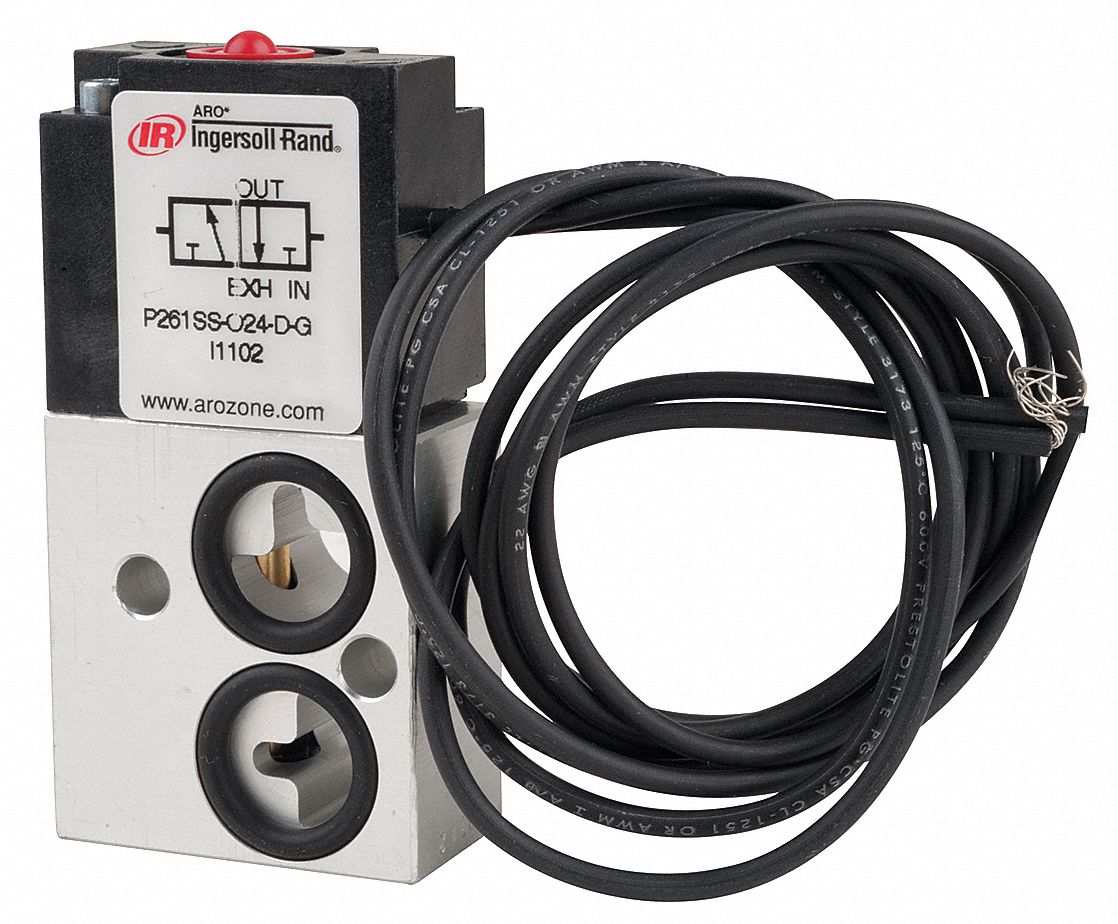 Solenoid Air Control Valve: Premair, Three-Way / Two-Position, 24V DC, 1/8 in Female NPT