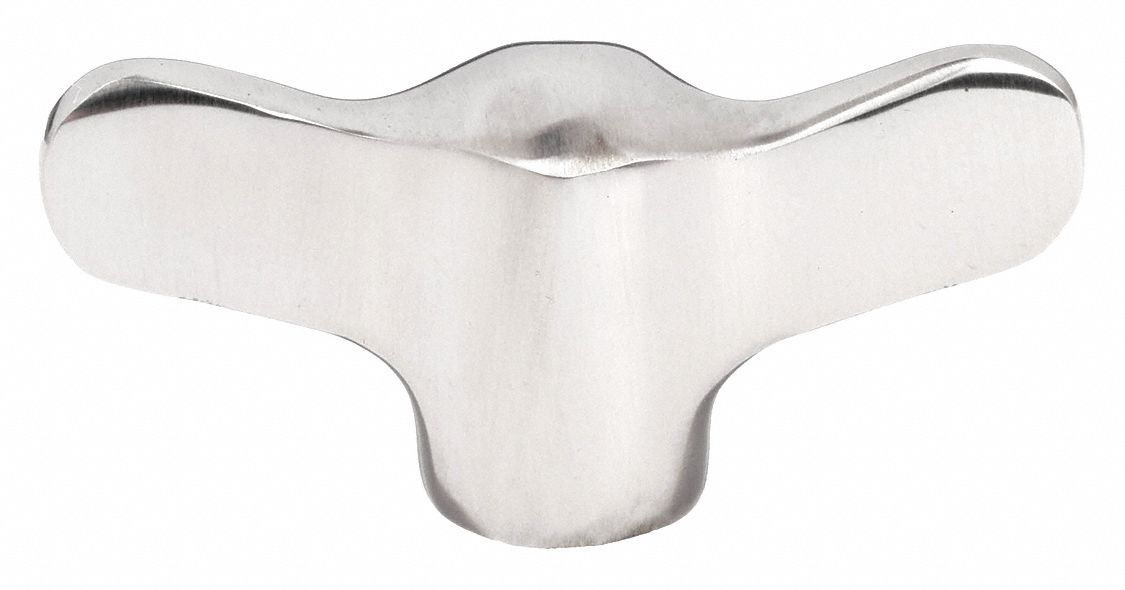 Hand Knob: Wing, Stainless Steel, M4 Thread, 9 mm Thread Lg, 38 mm Dia