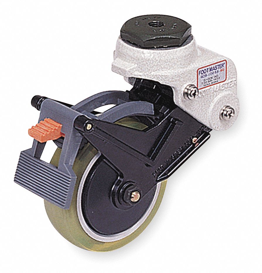 Shock-Absorbing Bolt-Hole Caster: 4 in Wheel Dia., 260 lb, 6 5/16 in Mounting Ht