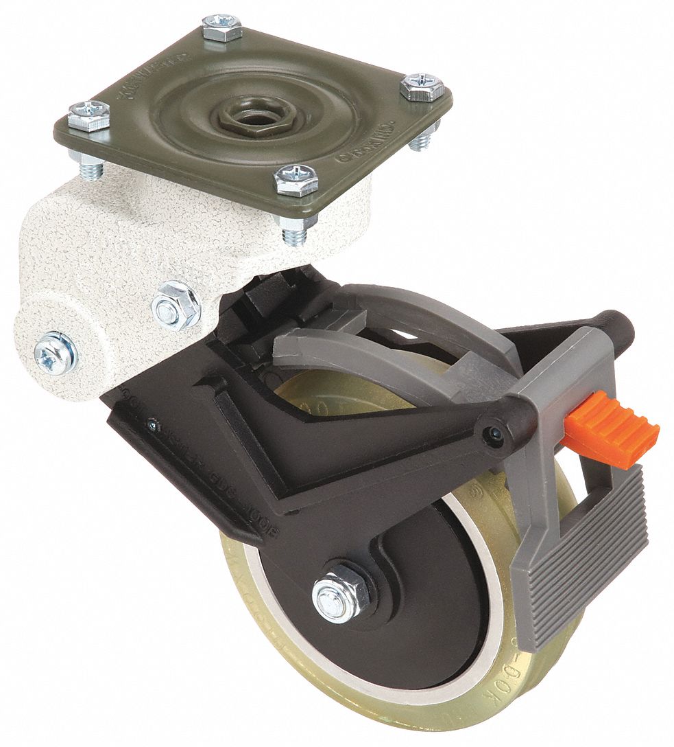 QUIET-ROLL SHOCK-ABSORBING PLATE CASTER, 4 IN WHEEL DIA, 165 LB, POLYURETHANE, FIRM