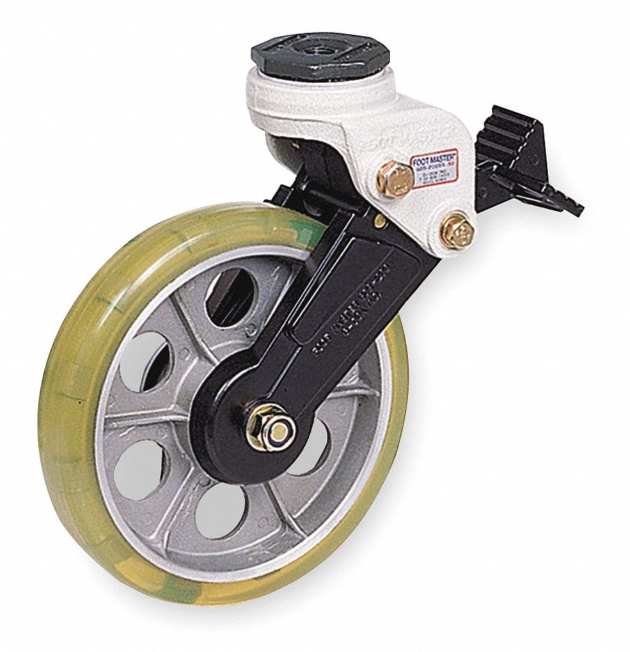 Shock-Absorbing Bolt-Hole Caster: 8 in Wheel Dia., 330 lb, 10 25/32 in Mounting Ht