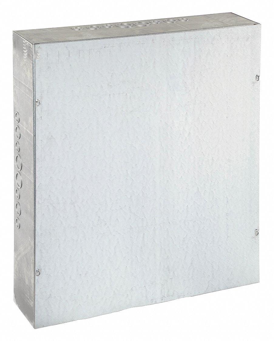 Enclosure: Steel, 30 in x 24 in x 6 in, NEMA 1, Solid Cover, Screw On, Included, Galvanized