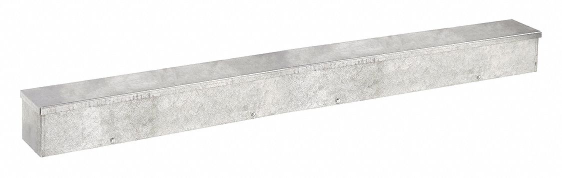 Wiring Trough: Weather-Resistant, NEMA 3R, 4 in x 4 in x 24 in, Galvanized Steel, Screw On