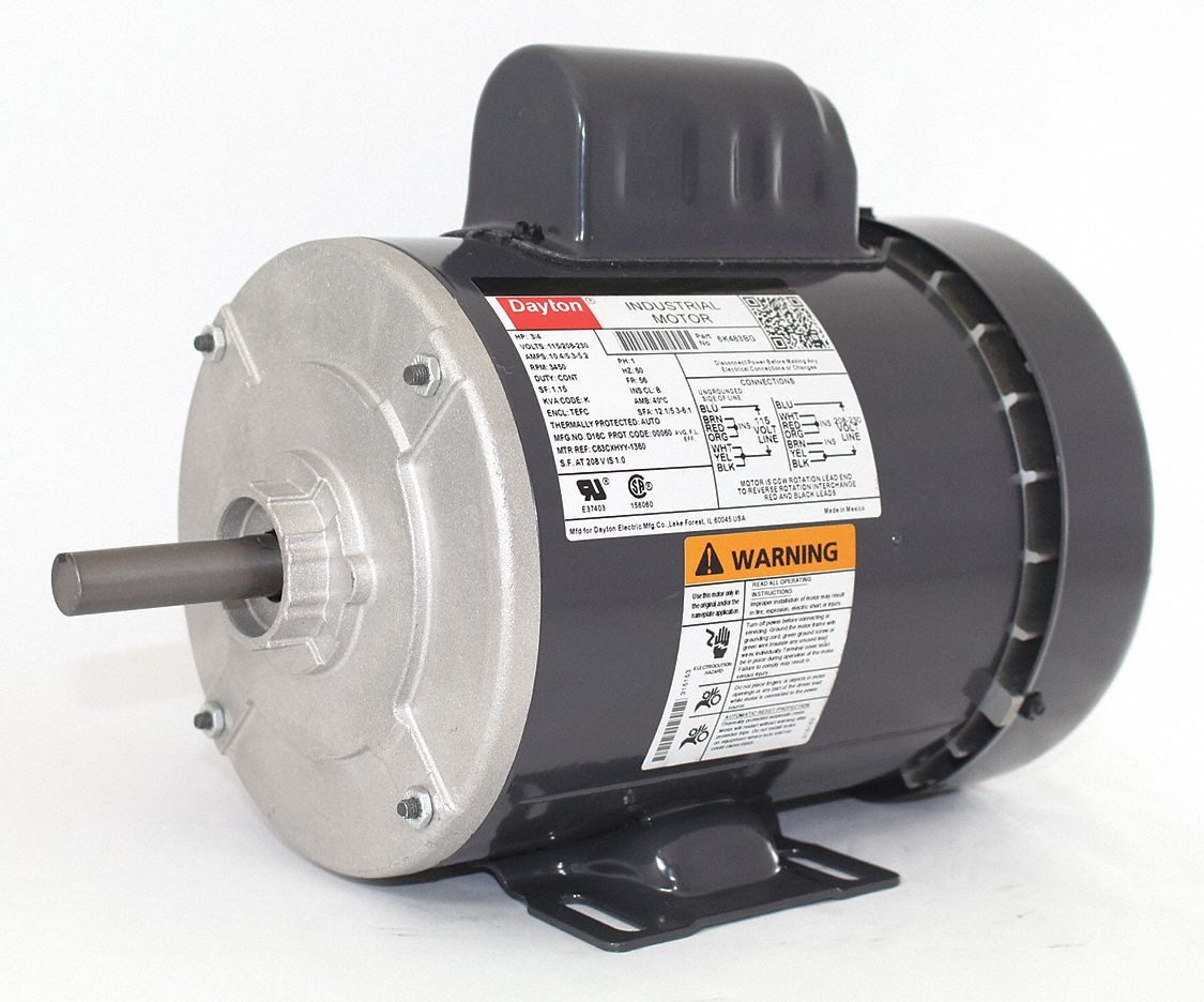 DAYTON General Purpose Motor Totally Enclosed FanCooled, Rigid Base