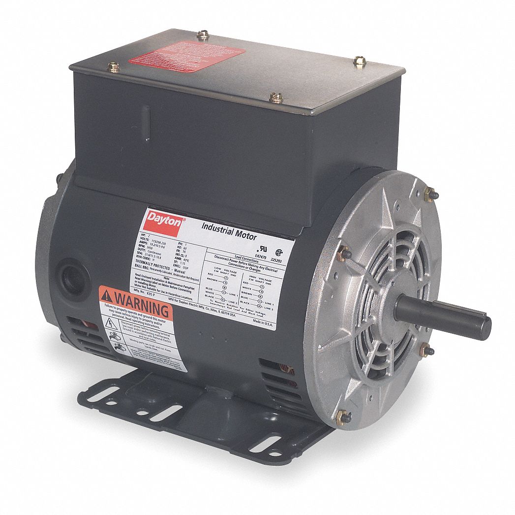 DAYTON 2 HP General Purpose Motor,Capacitor-Start/Run,3450 Nameplate  RPM,Voltage 115/208-230,Frame 56H - 6K652|6K652 - Grainger