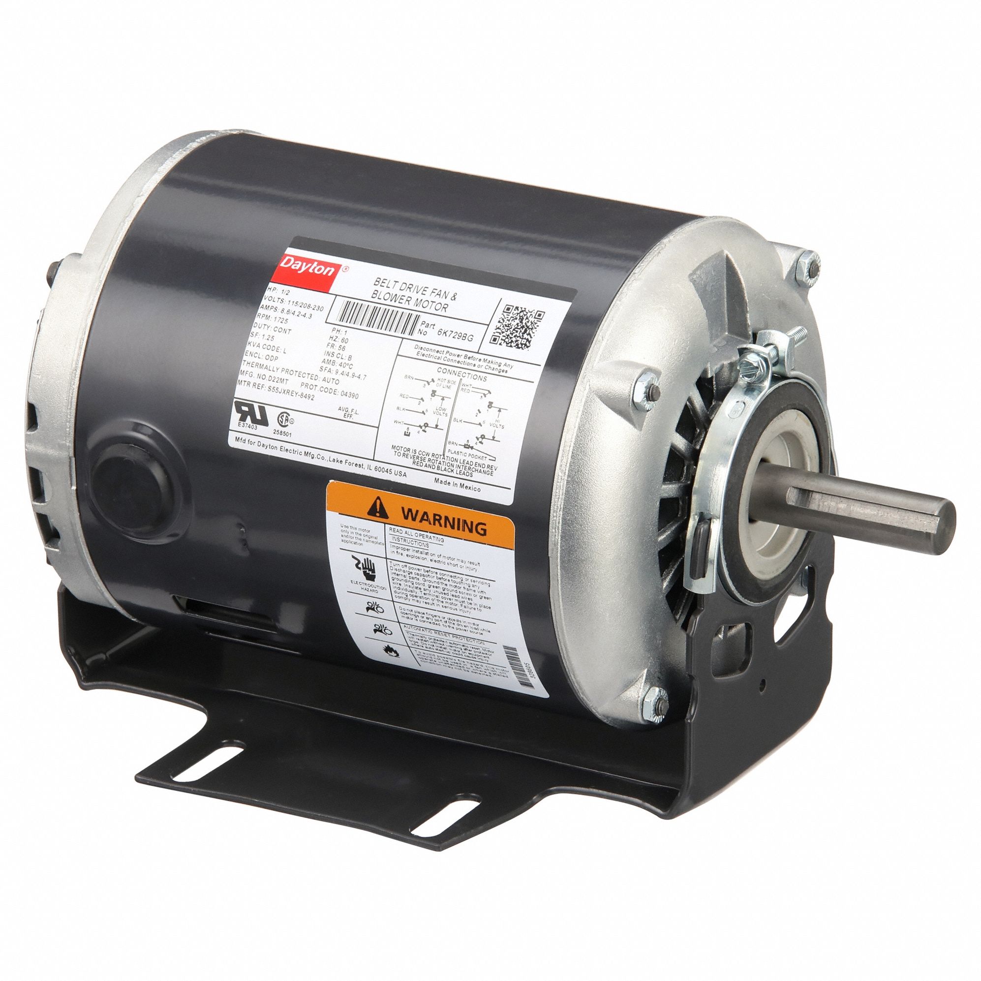 MOTOR,1/2 HP,1725 RPM,115/208-230 V