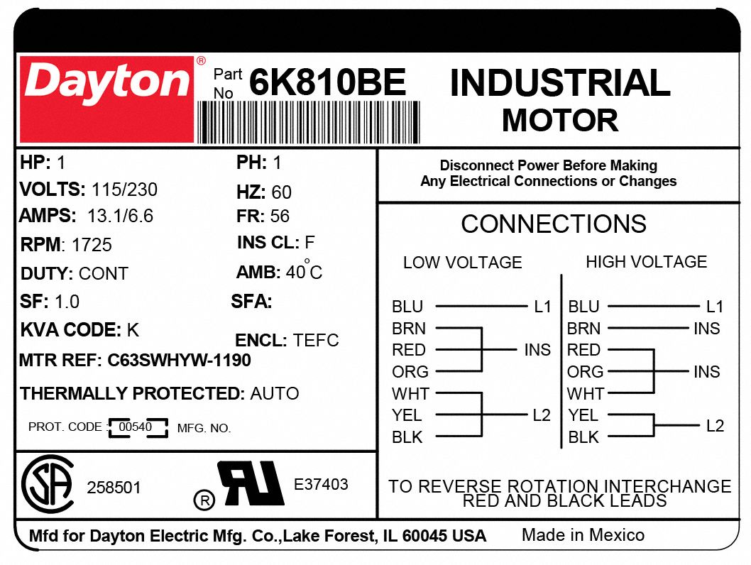 DAYTON General Purpose Motor: Totally Enclosed Fan-Cooled, Cradle Base ...