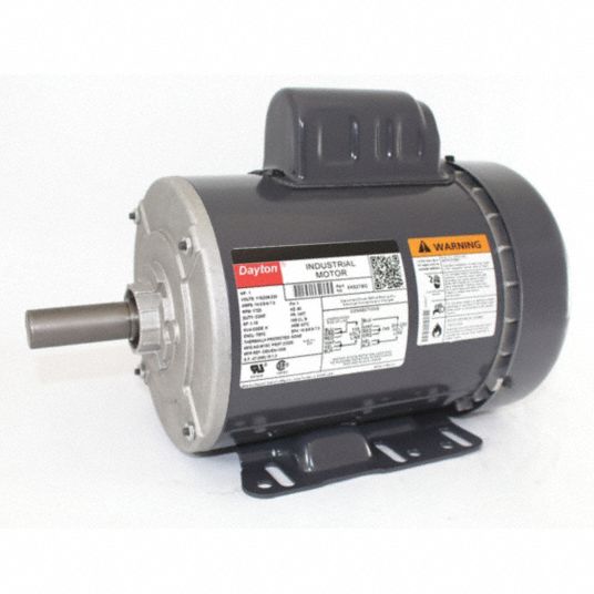 DAYTON General Purpose Motor: Totally Enclosed Fan-Cooled, Rigid Base  Mount, 1 HP, 115/208-230V AC