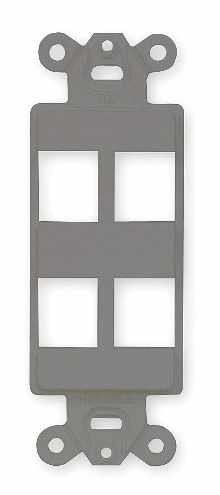 OUTLET FRAME, KEYSTONE, GREY, 4 PORTS, ISF4GY, KEYSTONE ISF4GY