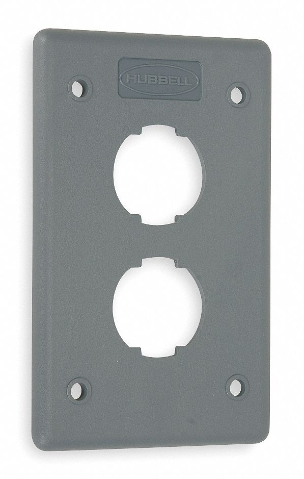 Wall Plate: Gray, 1 Gang, 2 Port, Flat Module, Plastic
