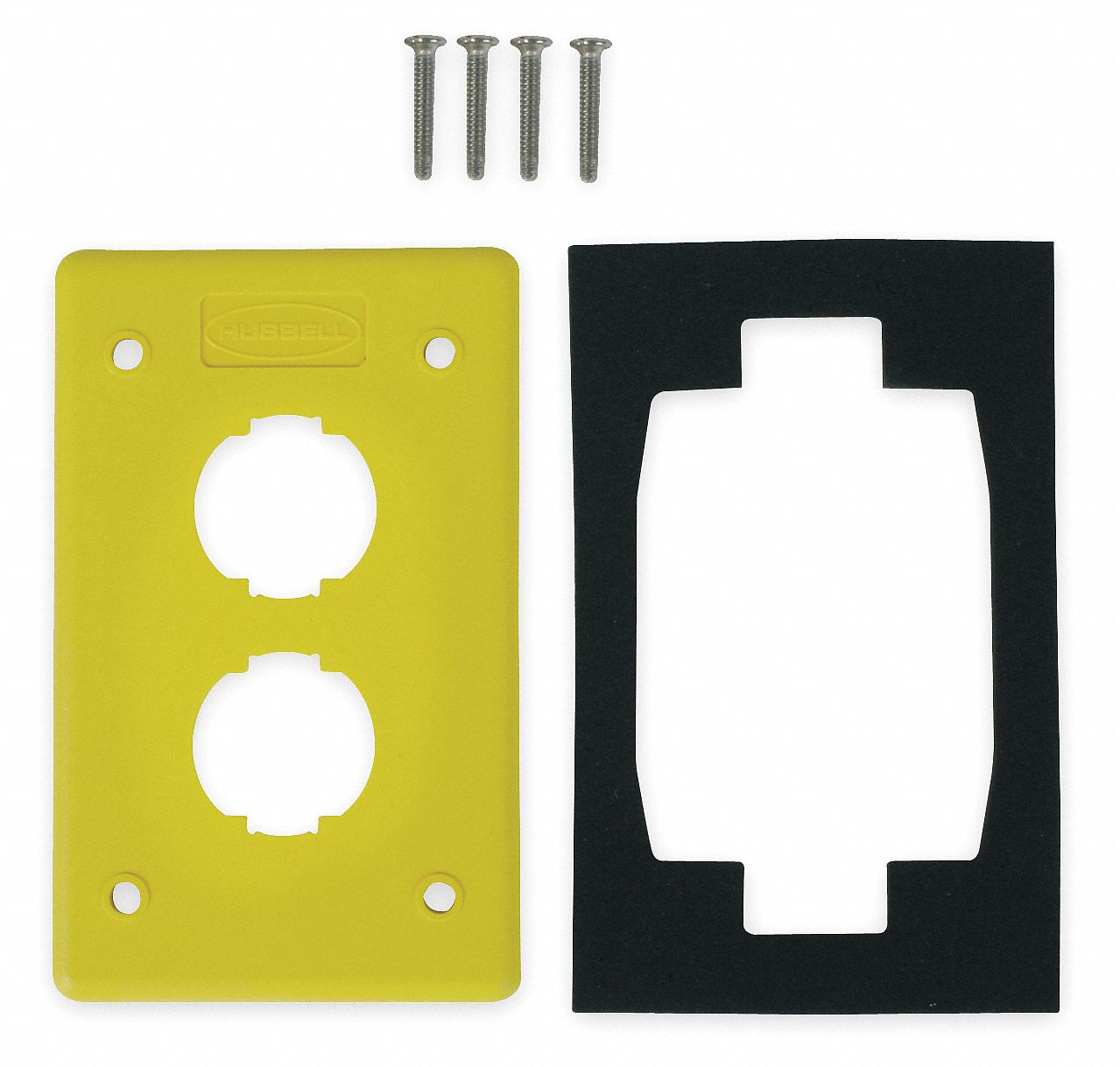HUBBELL PREMISE WIRING Wall Plate: Yellow, 1 Gang, 2 Port, Flat Module, Plastic (MPN HI124PY). Key specifications — Brand: HUBBELL PREMISE WIRING; Material: Plastic; Color: Yellow; Module Style: Flat.
