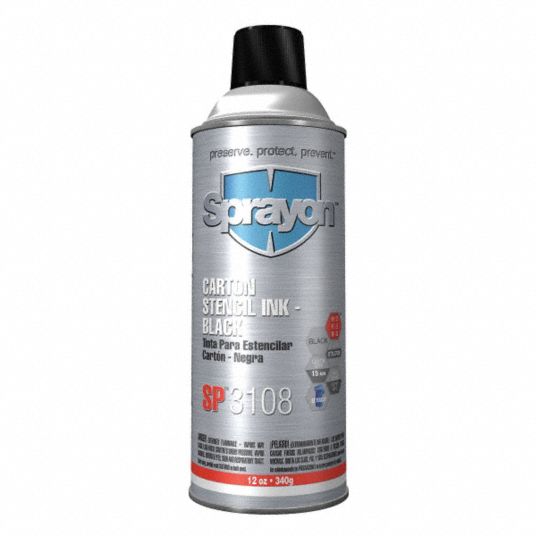 SPRAYON, Black, 12 oz Container Size, Stencil Ink 6KDR4SC3108000