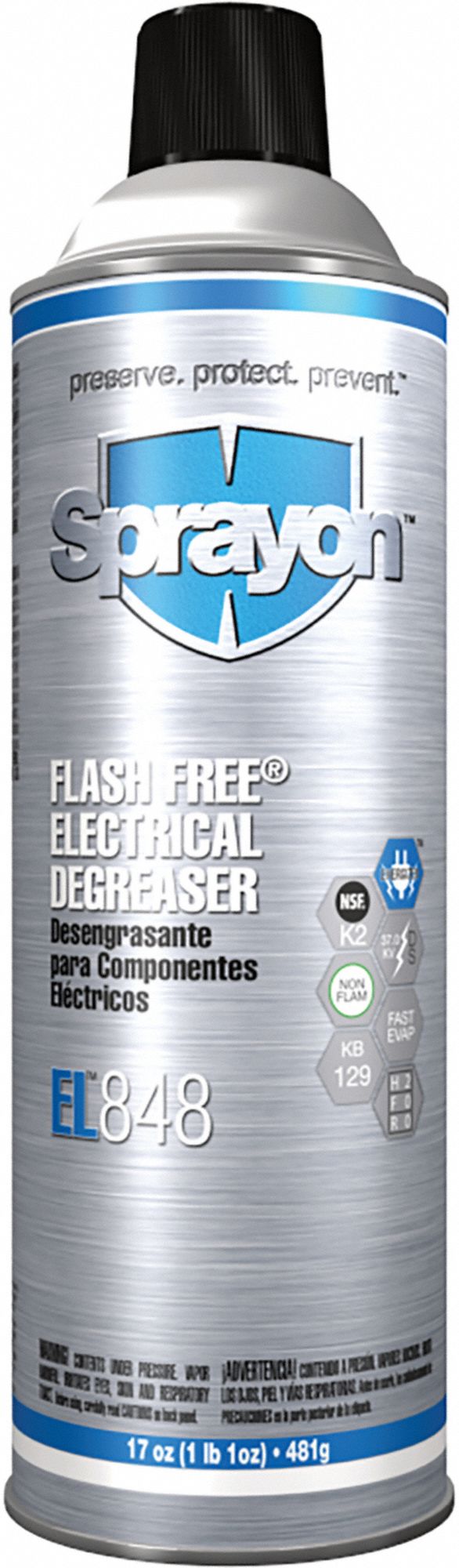 SPRAYON, Solvent Based, Aerosol Spray Can, Electrical Degreaser 6KDR6SC0848000 Grainger