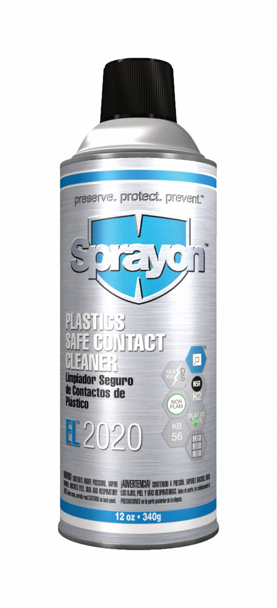 Contact Cleaner: Aerosol Spray Can, 12 oz, Liquid, EL™2020, Safe on Most Plastics