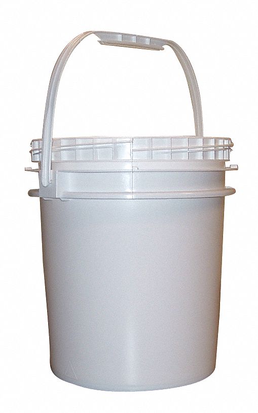 GRAINGER APPROVED 51501 Pail,Screw Top,Round,10.7 gal,HDPE,White 