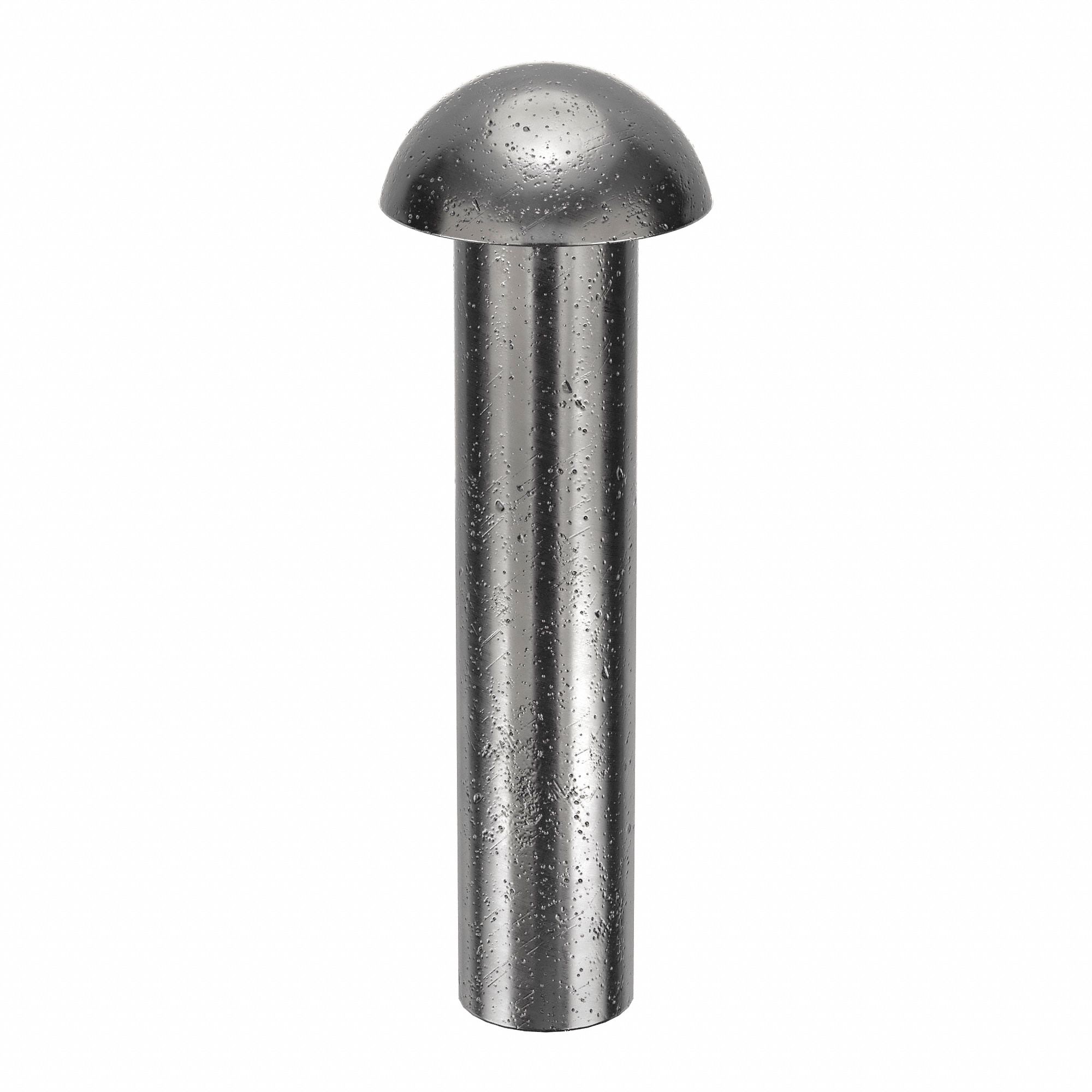 Solid Rivet, 7/8 in L, Dome, PK110: Inch, Dome, 0.1875 in Shank Dia, 1 1/64 in Overall Lg, 110 PK