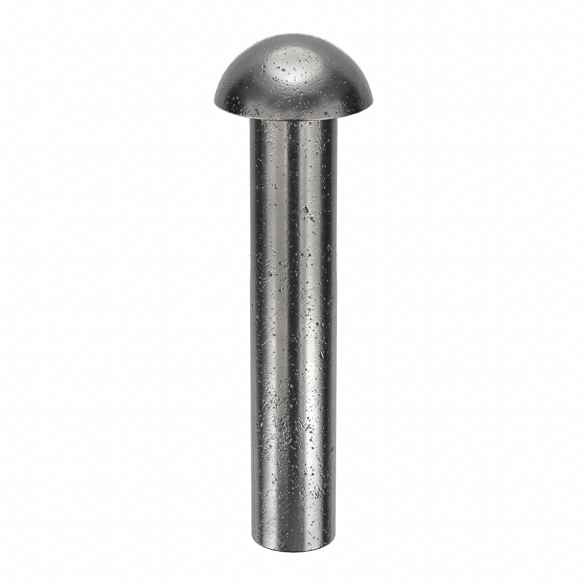 SOLID RIVET, INCH, DOME, 0.1875 IN SHANK DIA, 1 9/64 IN OVERALL L, STEEL, LOW CARBON, PLAIN, 100 PK