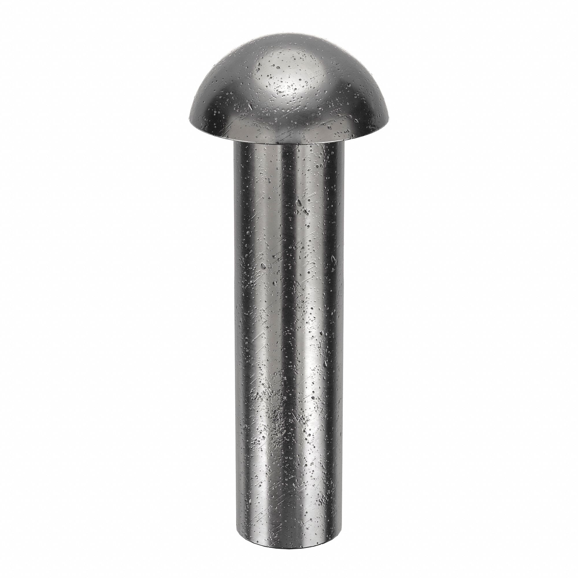 Solid Rivet, 1 in L, Dome, PK50: Inch, Dome, 0.25 in Shank Dia, 1 3/16 in Overall Lg, Steel, 50 PK