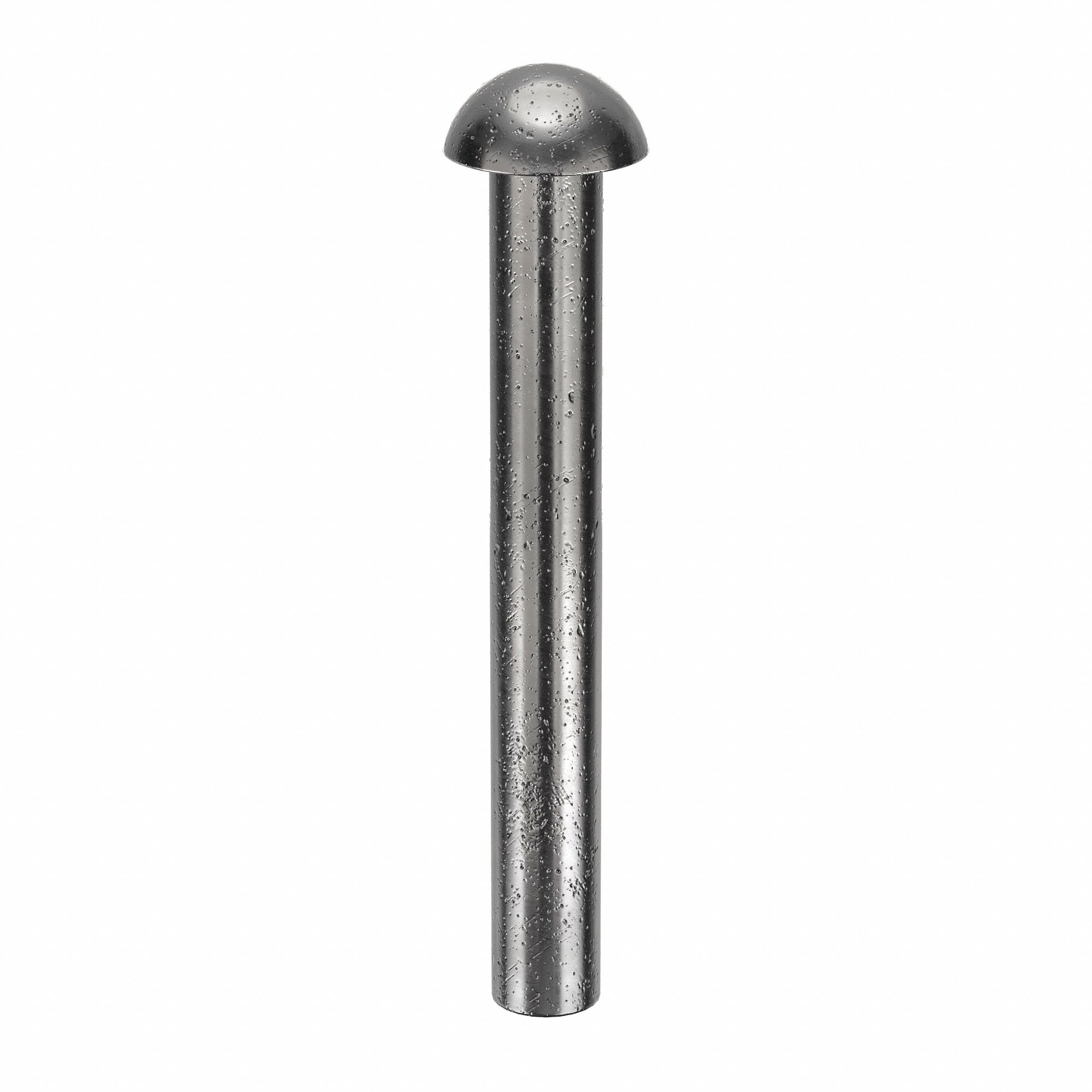 SOLID RIVET, INCH, DOME, ¼ IN SHANK DIA, 2 3/16 IN OVERALL L, STEEL, LOW CARBON, PLAIN, 30 PK