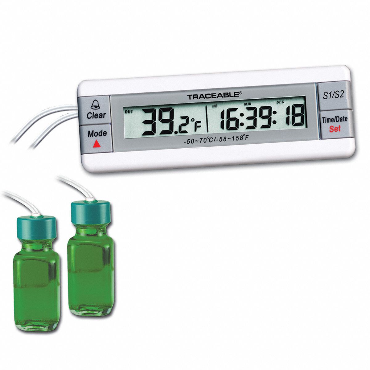 TRACEABLE Digital Thermometer, (2) Glycol Filled 15 mL Glass Bottle