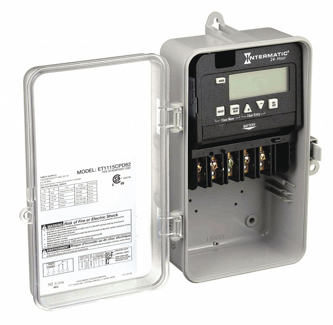 INTERMATIC, 24 hr, SPDT, Electronic Timer - 6KFF5|ET1115CPD82 - Grainger