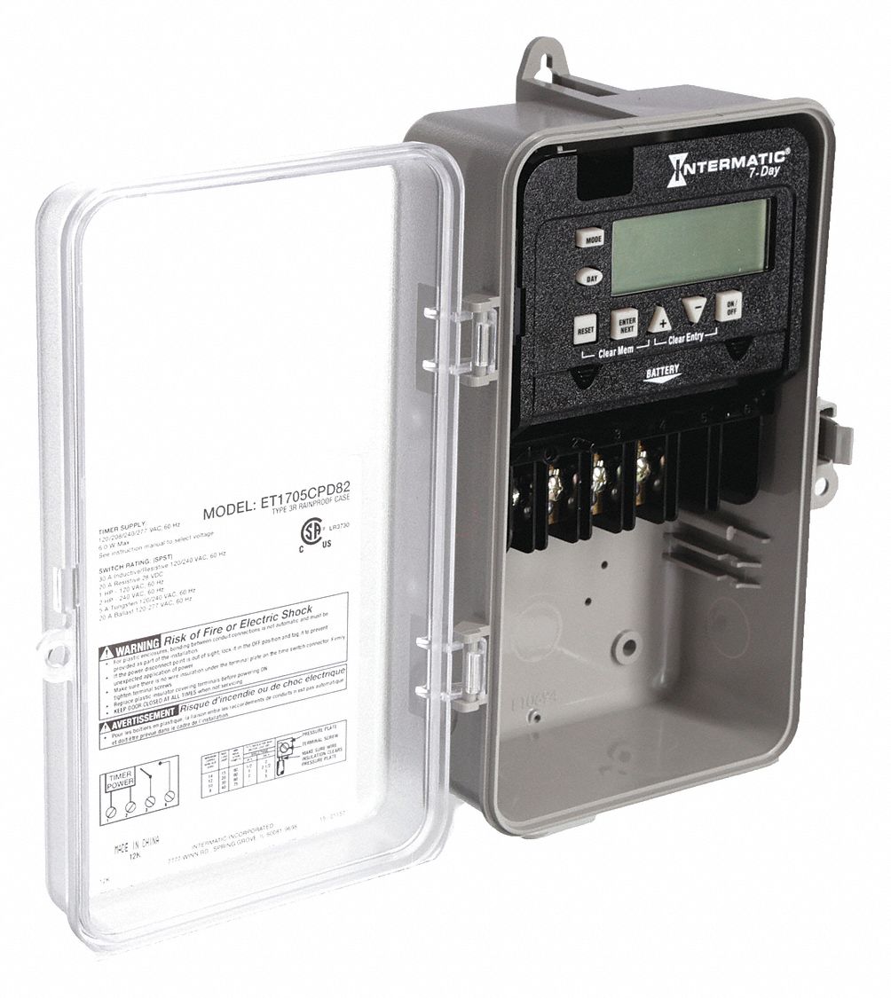 Electronic Timer, 7 Days, Number of Channels 1, SPST, 120/208 to 240/277V AC Voltage - Grainger