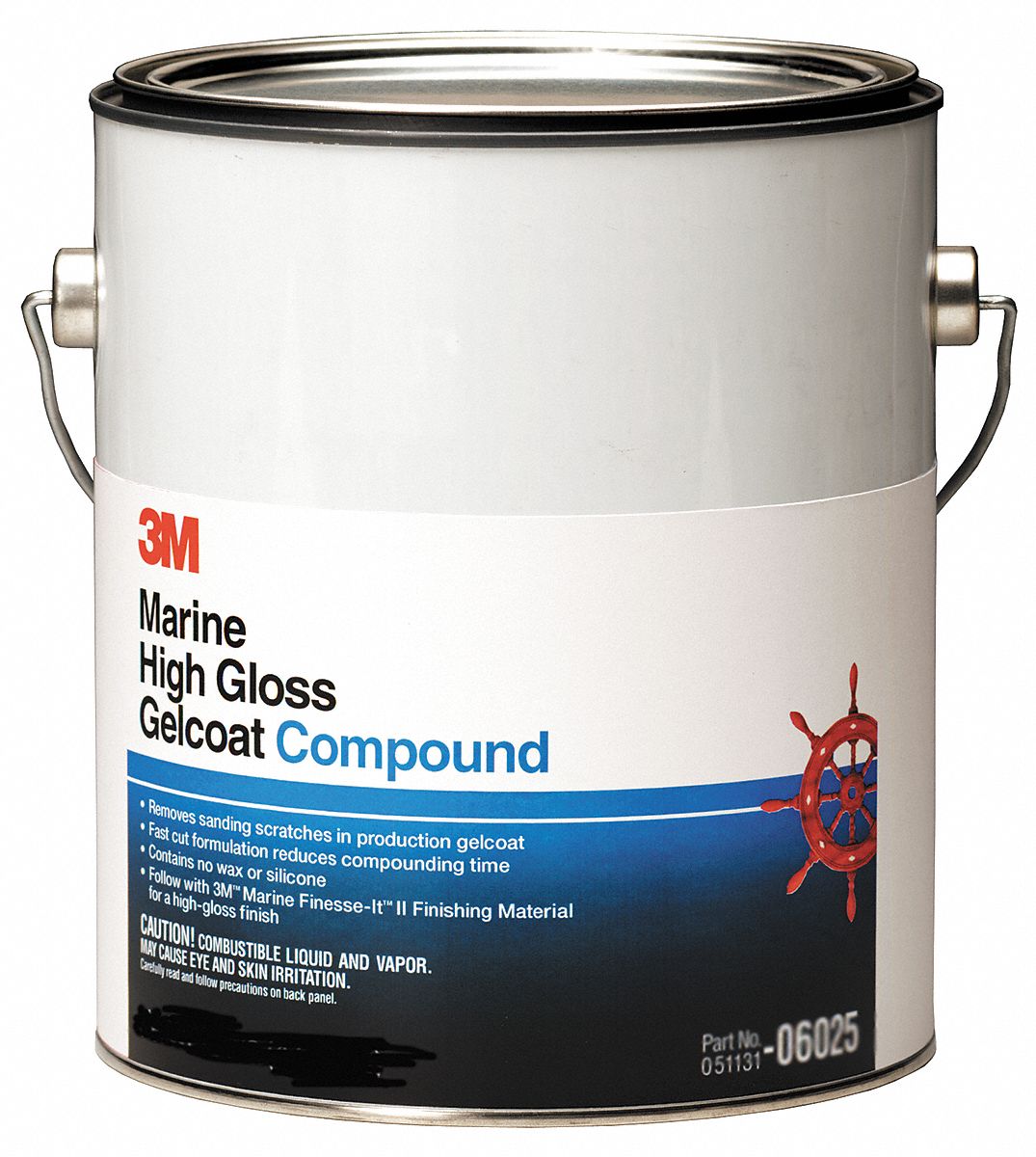 3M Marine Gelcoat Compound, High Gloss, 50 lb, Drum, White 6KHC1