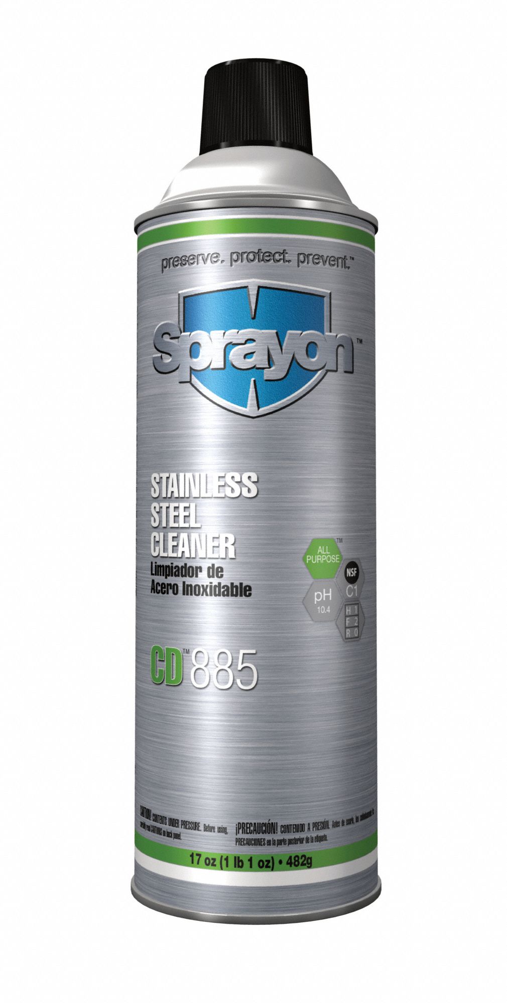 Aerosol Spray Can, 17 oz Container Size, Metal Cleaner and Polish