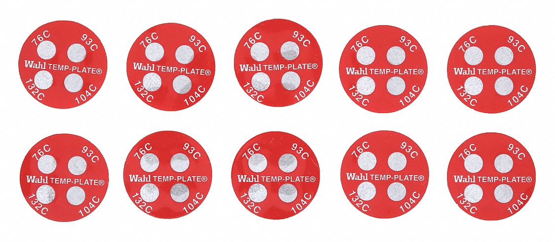 Non-Reversible Temp Indicator: Celsius, Non-Reversible, ±1% Accuracy, 4 Points, Mylar, 10 PK