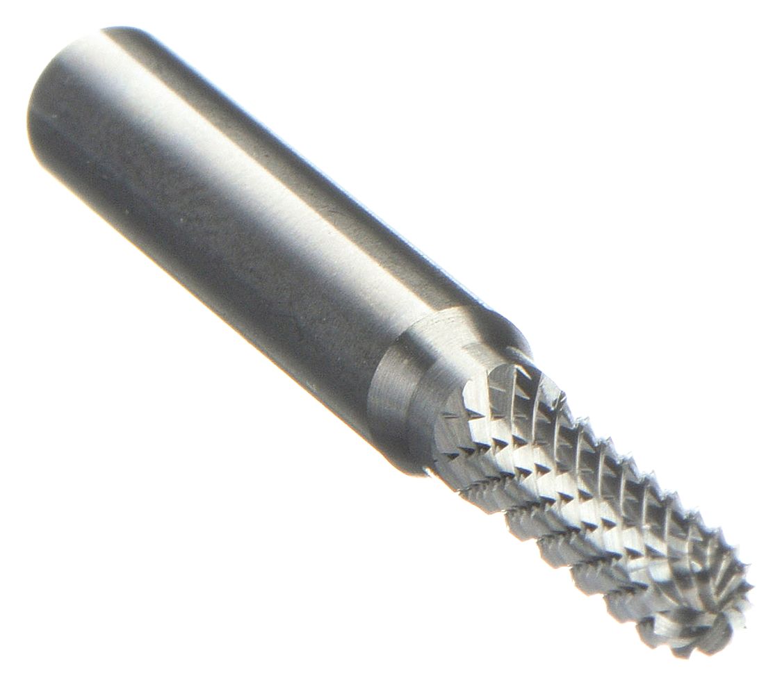 Carbide Bur: Ball-Nosed Cylinder, SC-2, Double Cut, 5/16" x 3/4" Head, 1/4" Shank