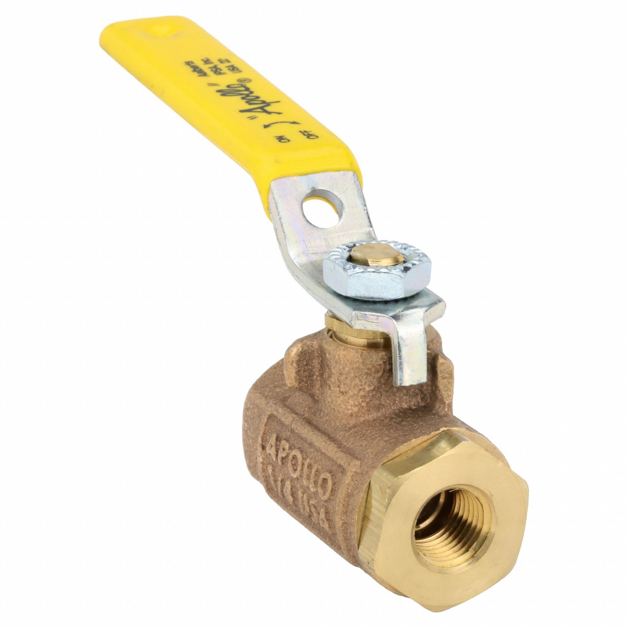 Manual Two-Way Ball Valve: 1/4 in, Bronze, Straight, FNPT x FNPT, 600 psi Max. Pressure (CWP)