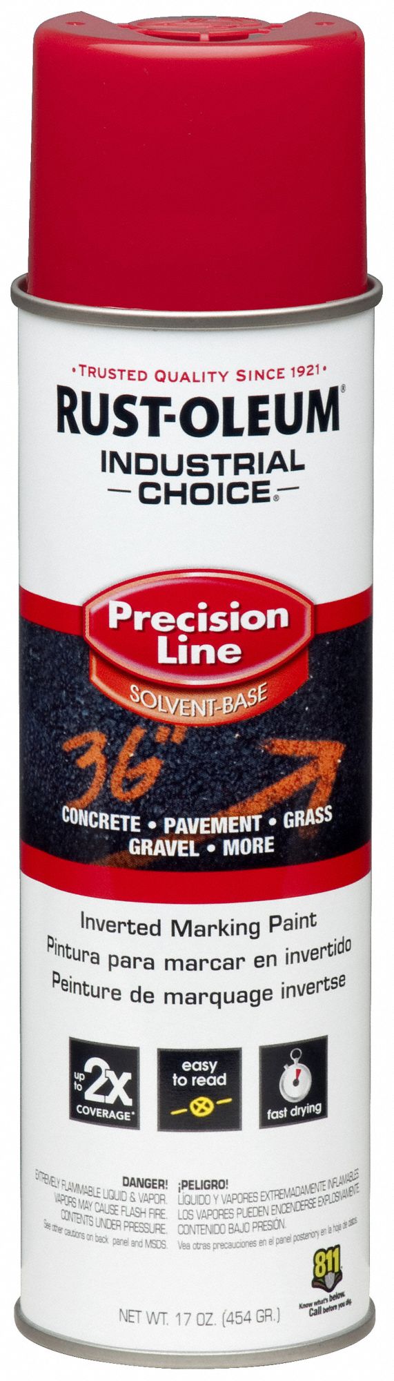 PRECISION LINE MARKING PAINT, INVERTED PAINT DISPENSING, SAFETY RED, 20 OZ
