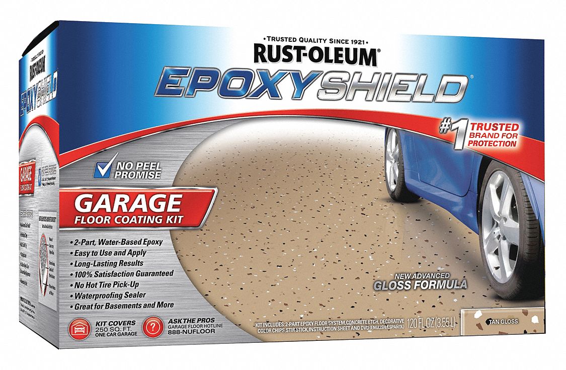 Garage Floor Kit: Amine Cured Epoxy, EpoxyShield, Tan, 120 oz Container Size