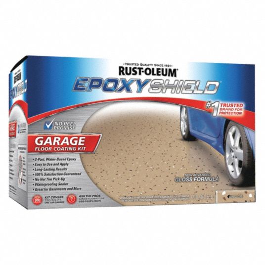 EPOXYSHIELD Gloss Epoxy Garage Floor Kit, Tan, 120 fl oz - 6KP69|251966 ...