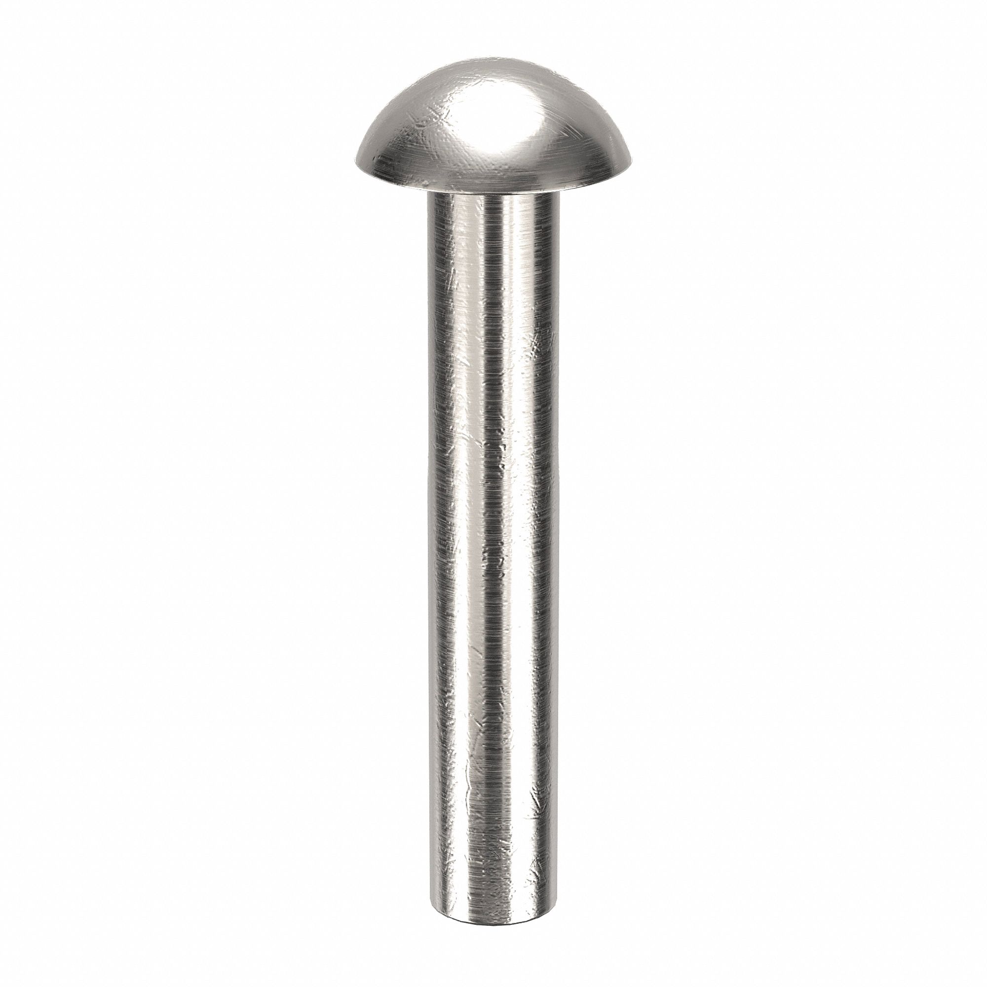 Solid Rivet, 3/4 in L, Dome, PK250: Inch, Dome, 0.125 in Shank Dia, 27/32 in Overall Lg, 1100F, 250 PK