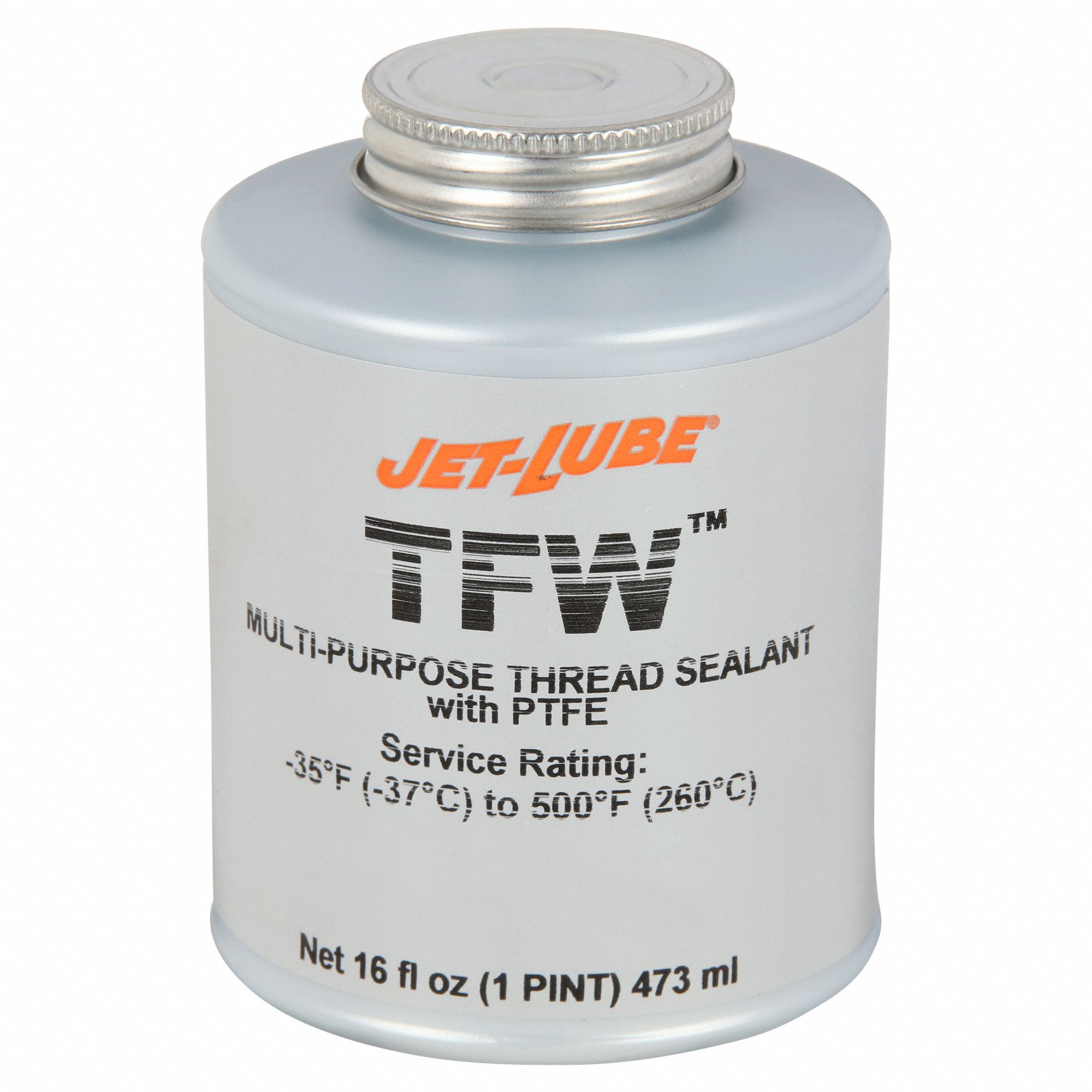 PIPE THREAD SEALANT, TFW, 16 FL OZ, BRUSH-TOP CAN, WHITE, WITH TEFLON