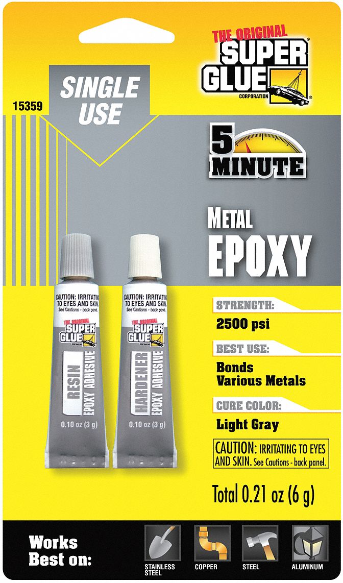 SUPER GLUE, Metal Epoxy, 0.21 Fl Oz, Epoxy Adhesive - 6KWE1|15359-12 ...