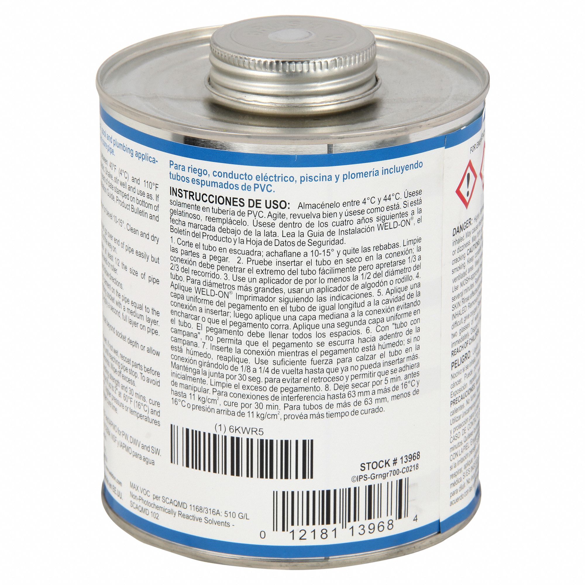 Pipe Cement: 700, 32 fl oz, Brush-Top Can, Clear