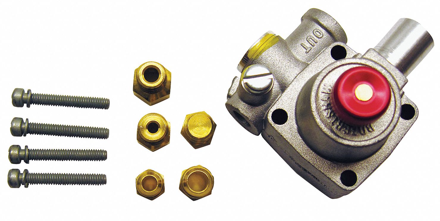 Gas Valve: LP/Natural Gas, 1/4" Tubing/1/8" Pipe/3/16" Tubing
