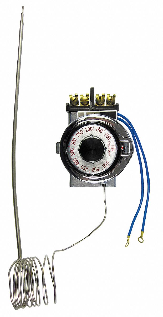 ELECTRIC THERMOSTAT, 100 ° F TO 550 ° F TEMP RANGE, 100 TO 550 DIAL, 60 IN CAPILLARY, 120V AC/277V AC
