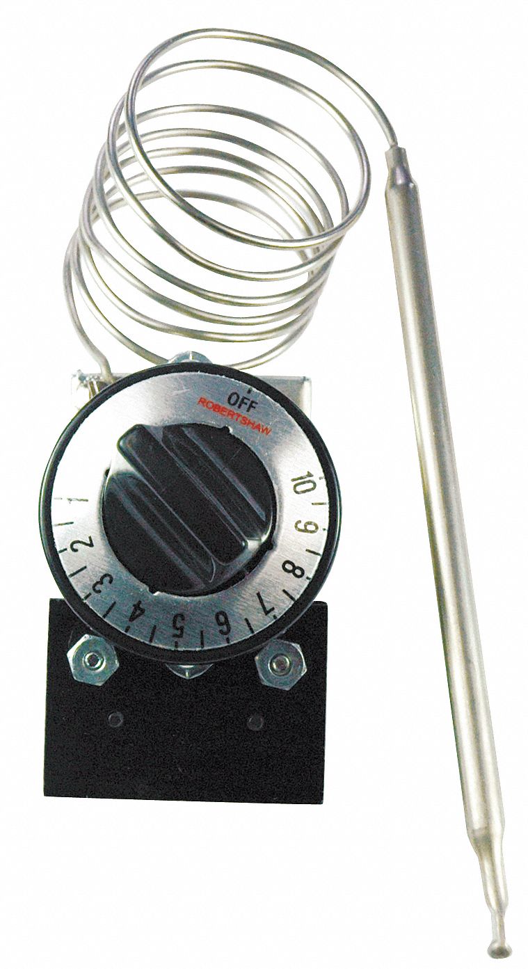 Electric Thermostat: 100°F to 550°F Temp Range, 100 to 550 Dial, 36 in Capillary, 120V AC/277V AC