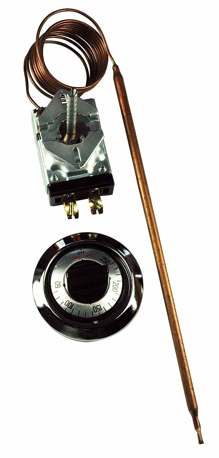 ELECTRIC THERMOSTAT, 60 ° F TO 250 ° F TEMP RANGE, 60 TO 250 DIAL, 60 IN CAPILLARY, 120V AC/277V AC