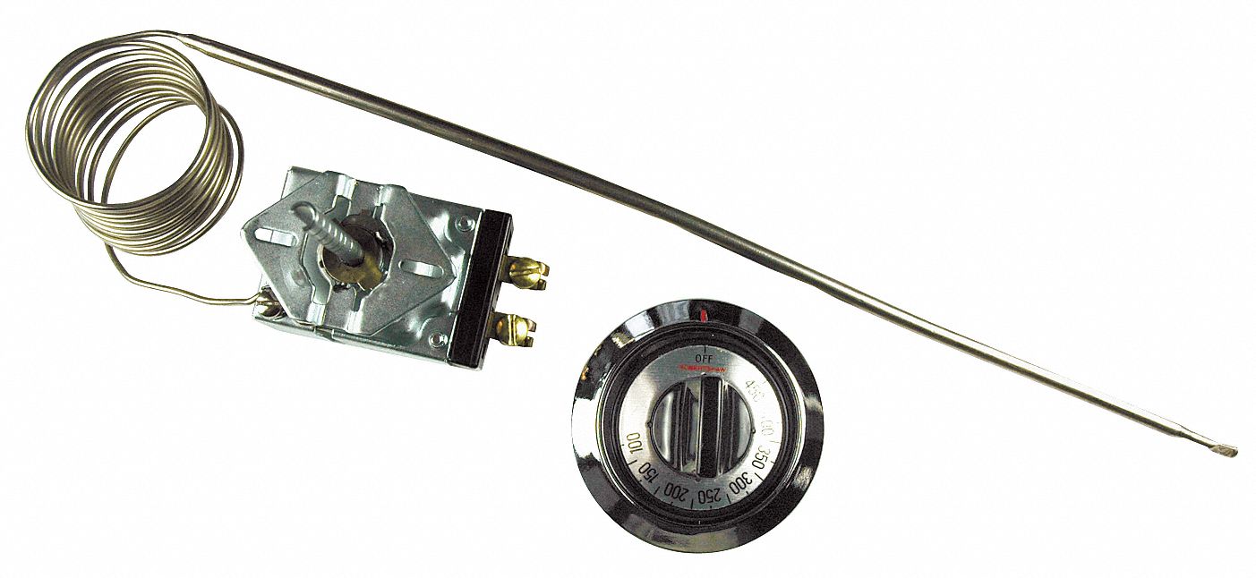ELECTRIC THERMOSTAT, 100 ° F TO 450 ° F TEMP RANGE, 100 TO 450 DIAL, 60 IN CAPILLARY, 120V AC/277V AC